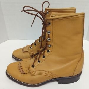 Vintage Laredo Kiltie Ankle High Boots Leather Cowgirl USA Sz 7M